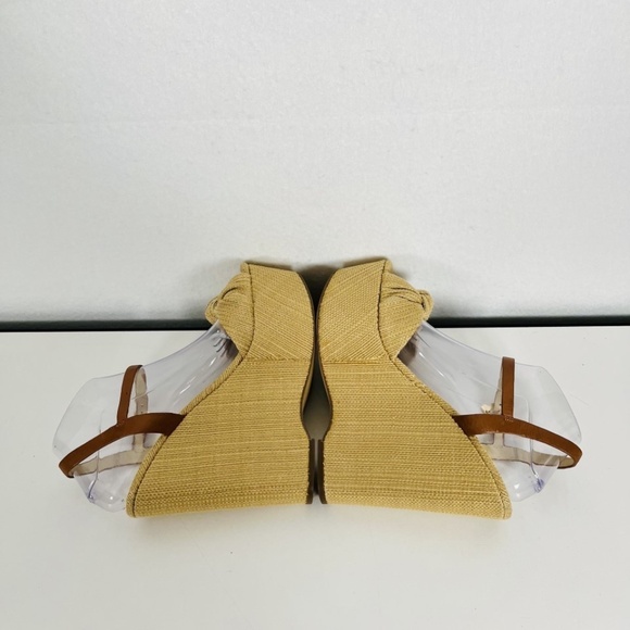 Michael Kors size 10 Benji Denim Platform Wedge Sandals Natural Color Boho - Picture 4 of 12